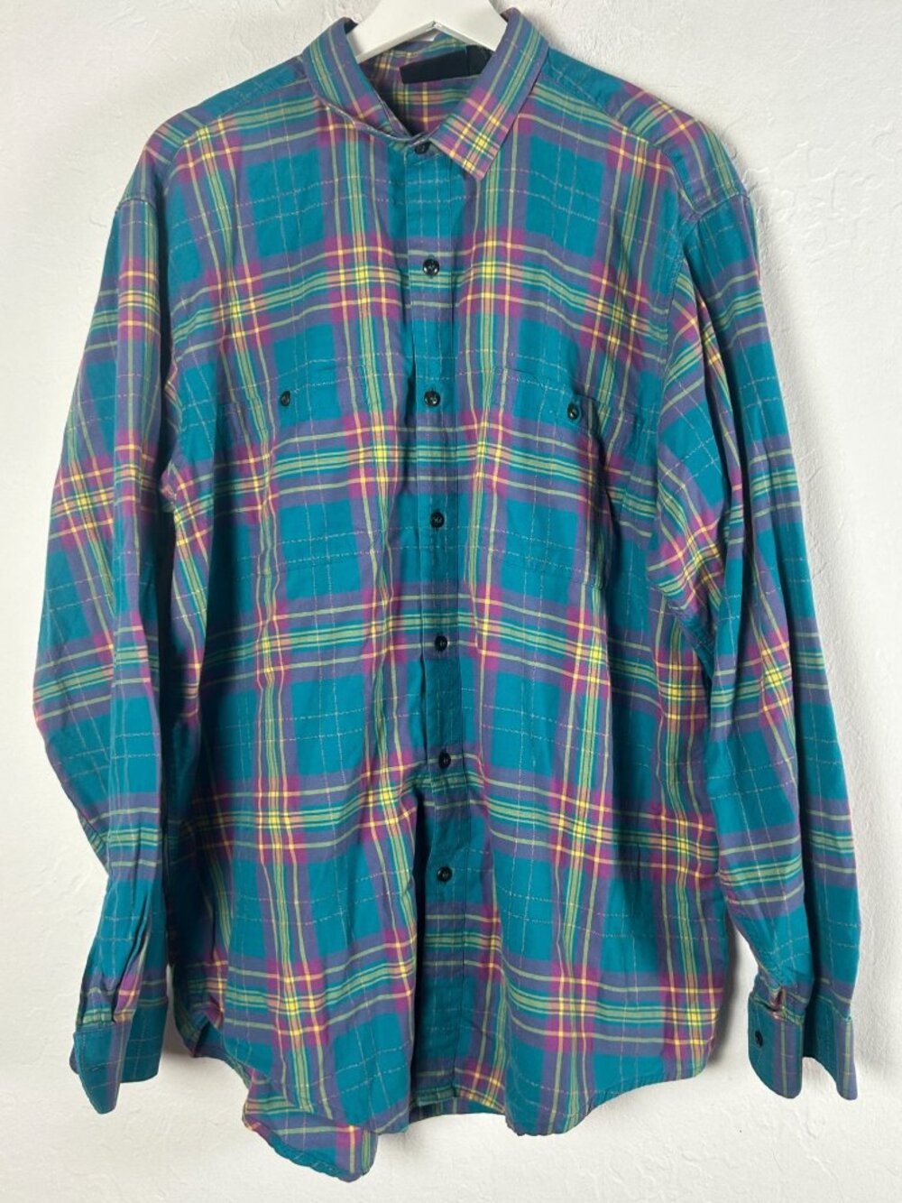 Patagonia Men Flannel Shirt Large Blue Plaid Cotton Long Sleeve Button-Up Casual